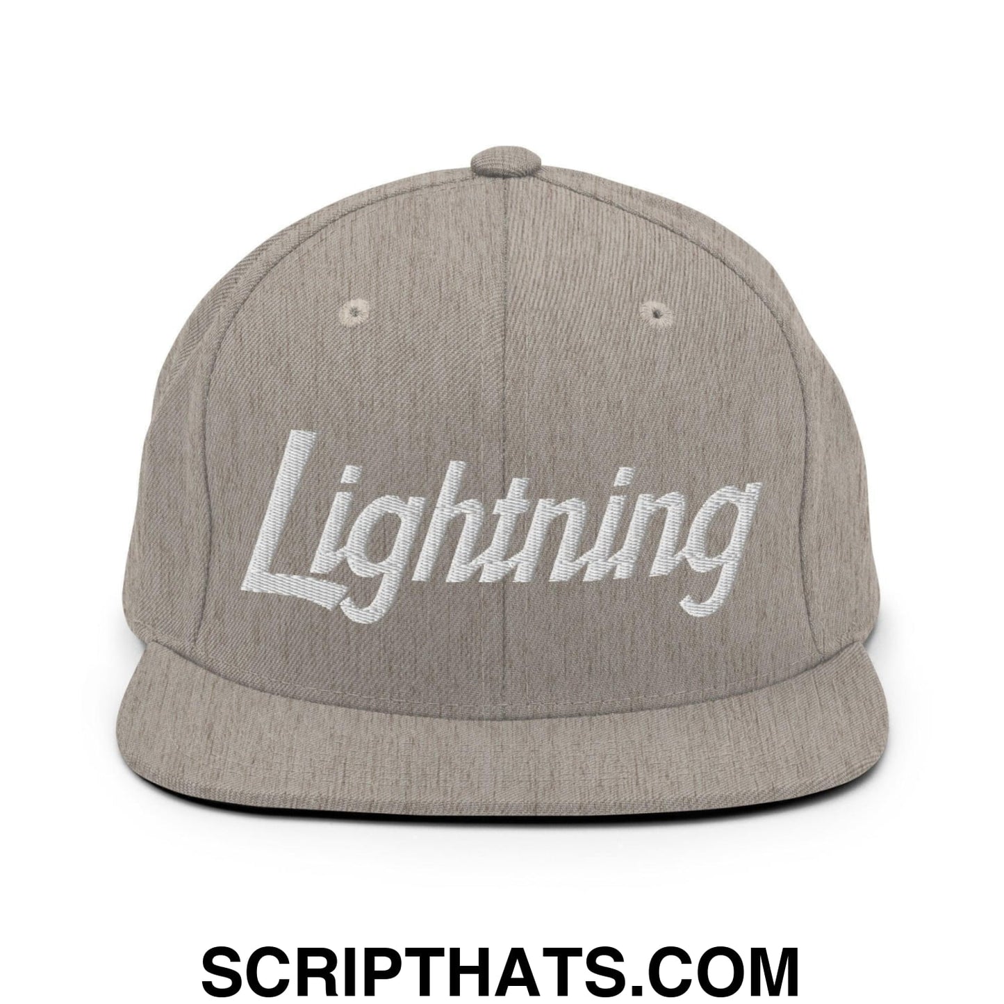 Lightning School Mascot Script Snapback Hat Heather Grey