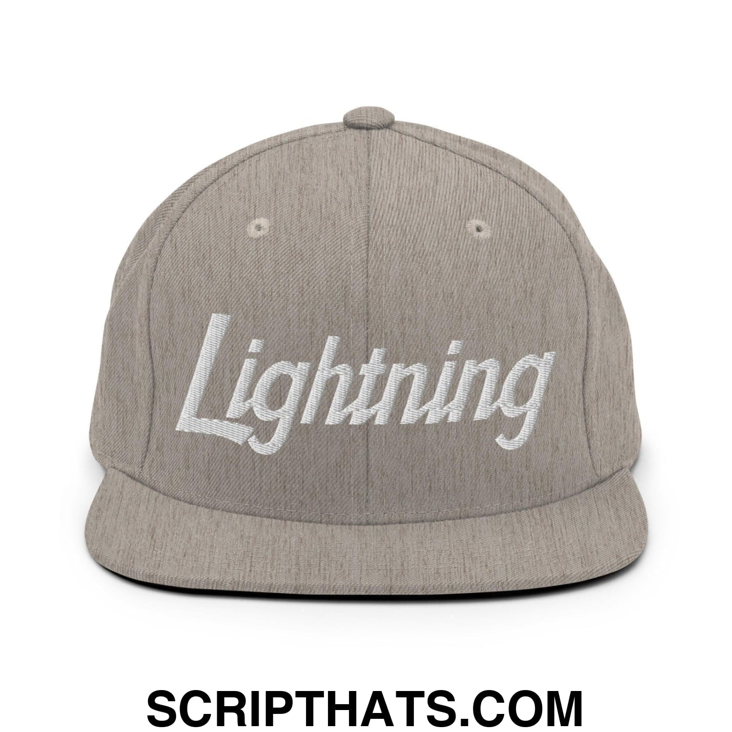 Lightning School Mascot Script Snapback Hat Heather Grey