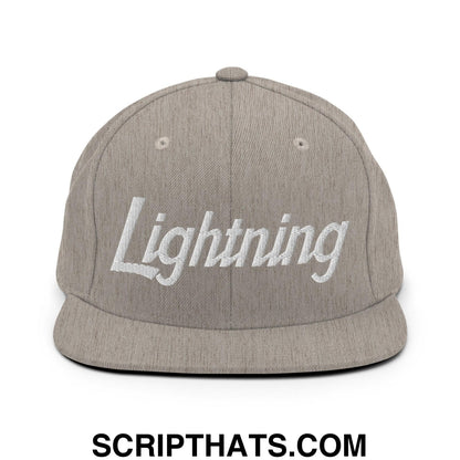 Lightning School Mascot Script Snapback Hat Heather Grey