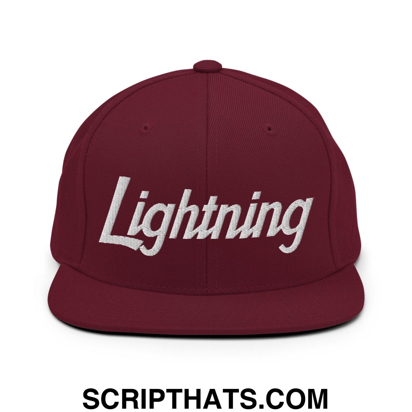 Lightning School Mascot Script Snapback Hat Maroon