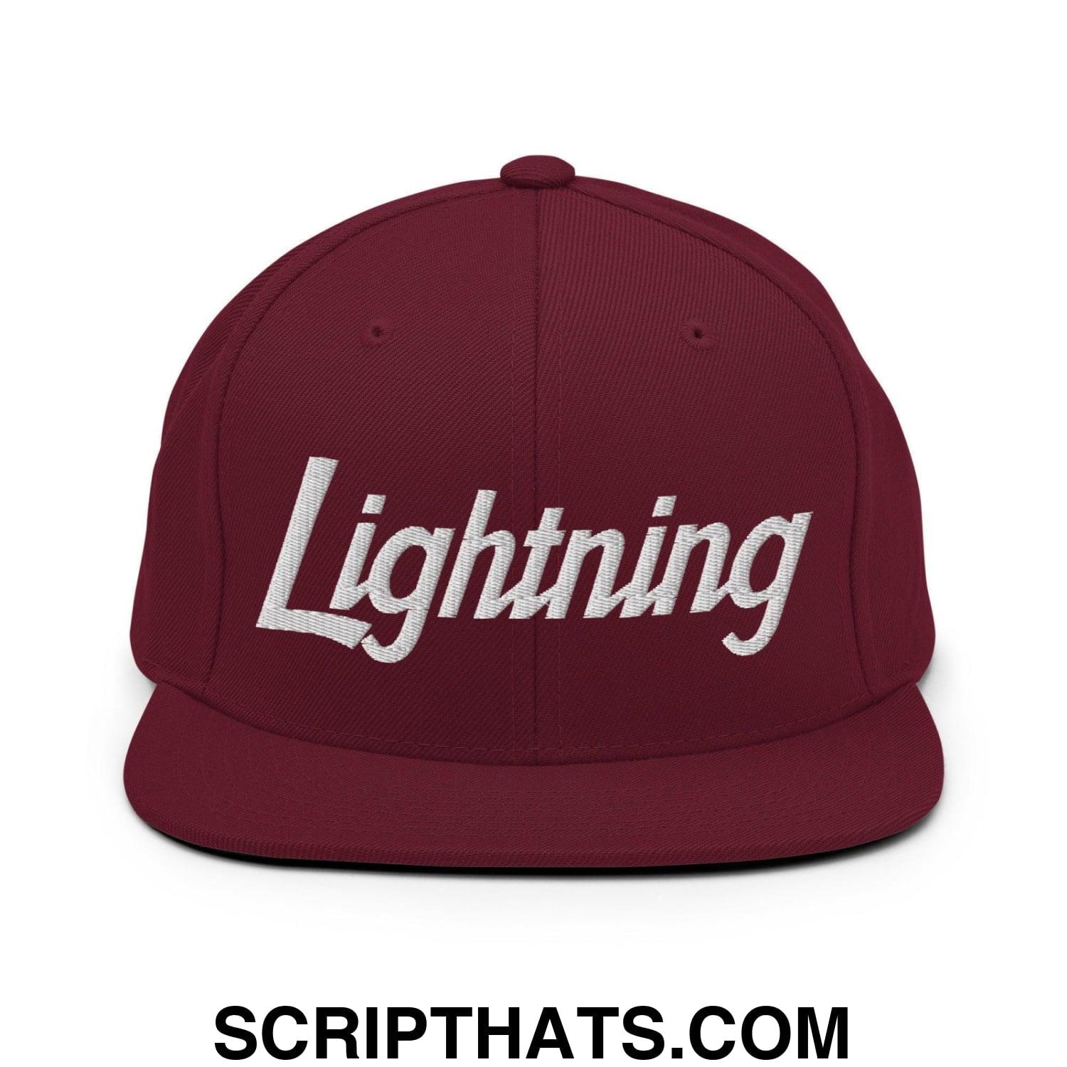 Lightning School Mascot Script Snapback Hat Maroon