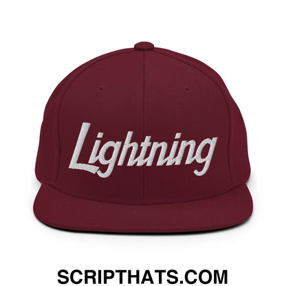 Lightning School Mascot Script Snapback Hat Maroon
