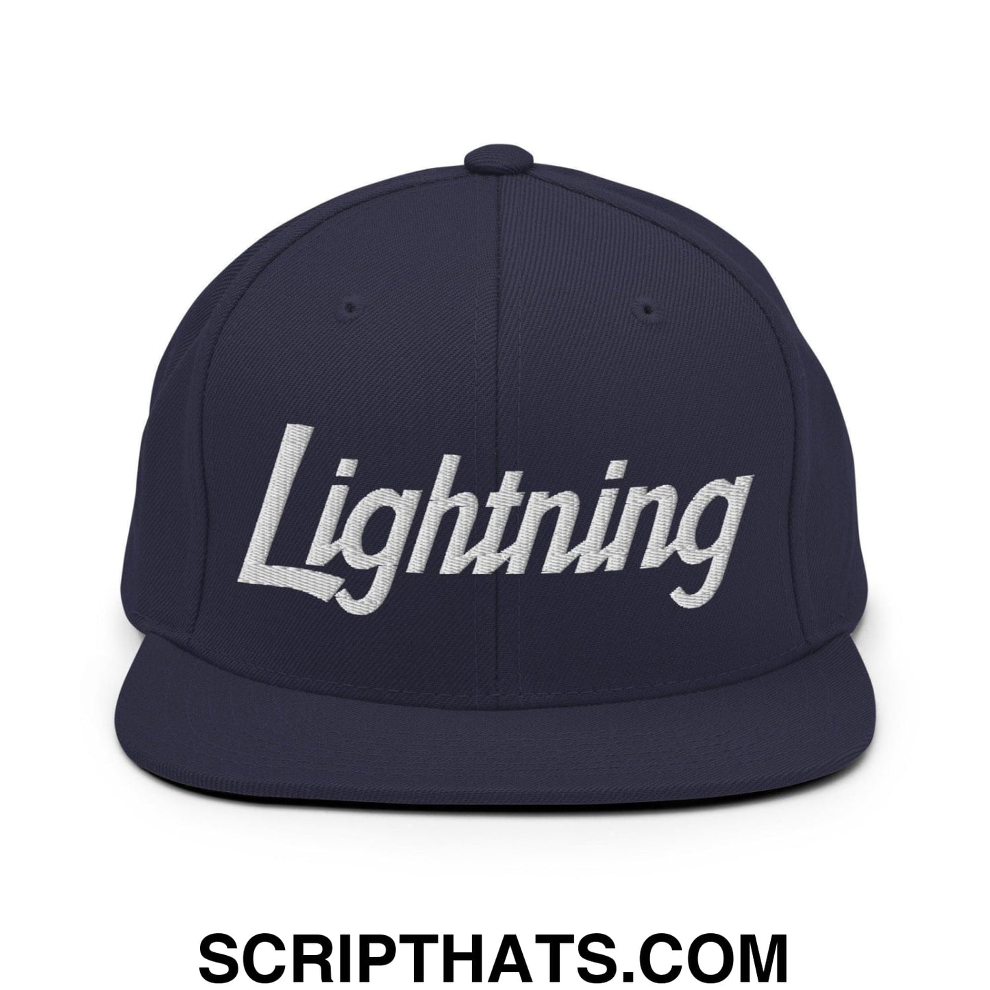 Lightning School Mascot Script Snapback Hat Navy