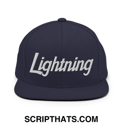 Lightning School Mascot Script Snapback Hat Navy