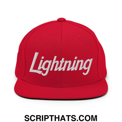 Lightning School Mascot Script Snapback Hat Red