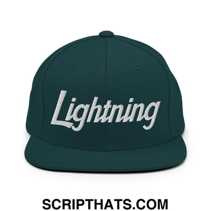 Lightning School Mascot Script Snapback Hat Spruce