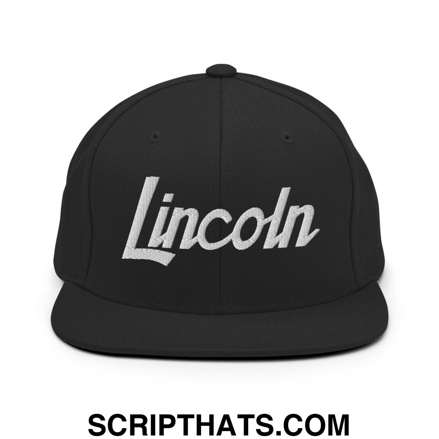 Lincoln Script Snapback Hat Black