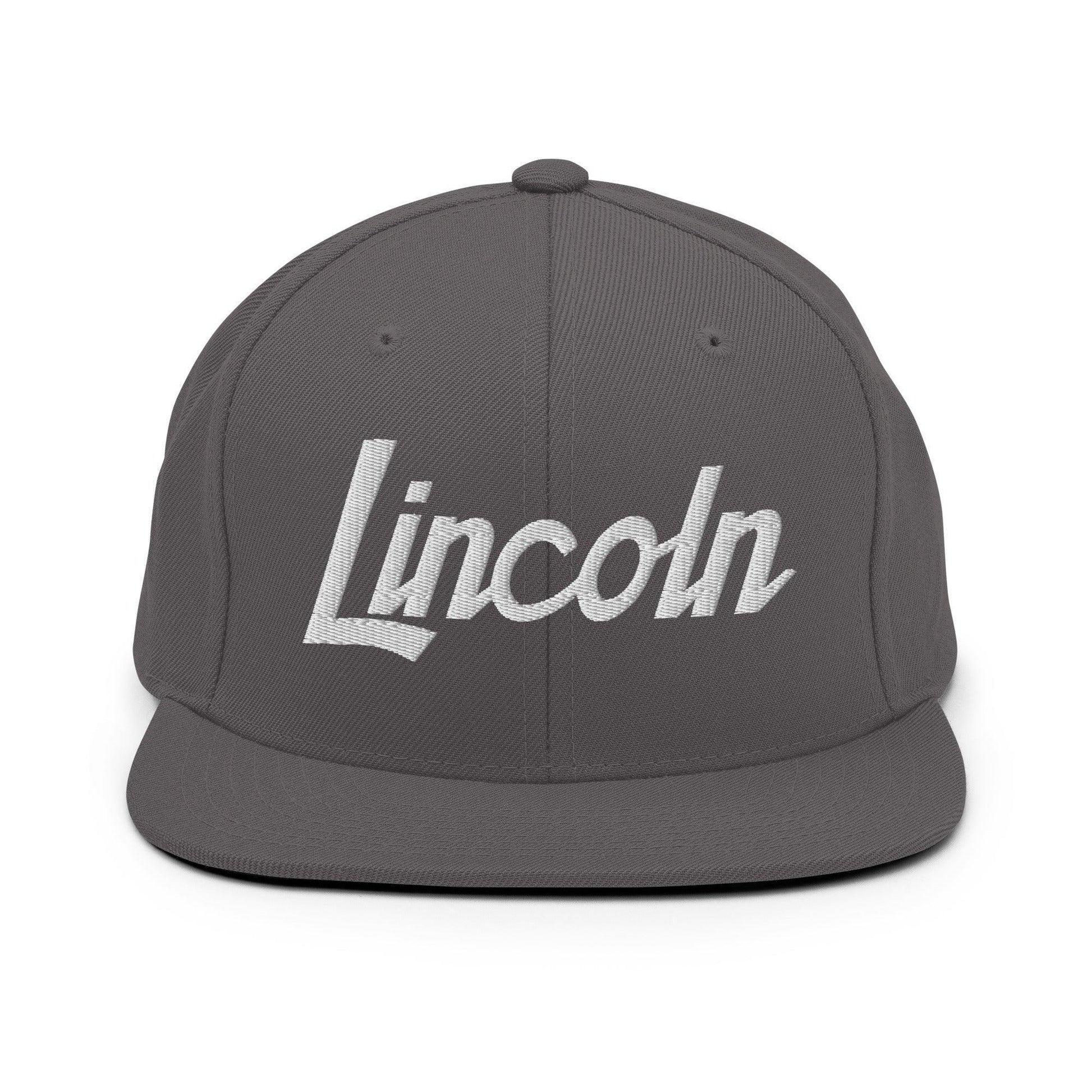 Lincoln Script Snapback Hat Dark Grey