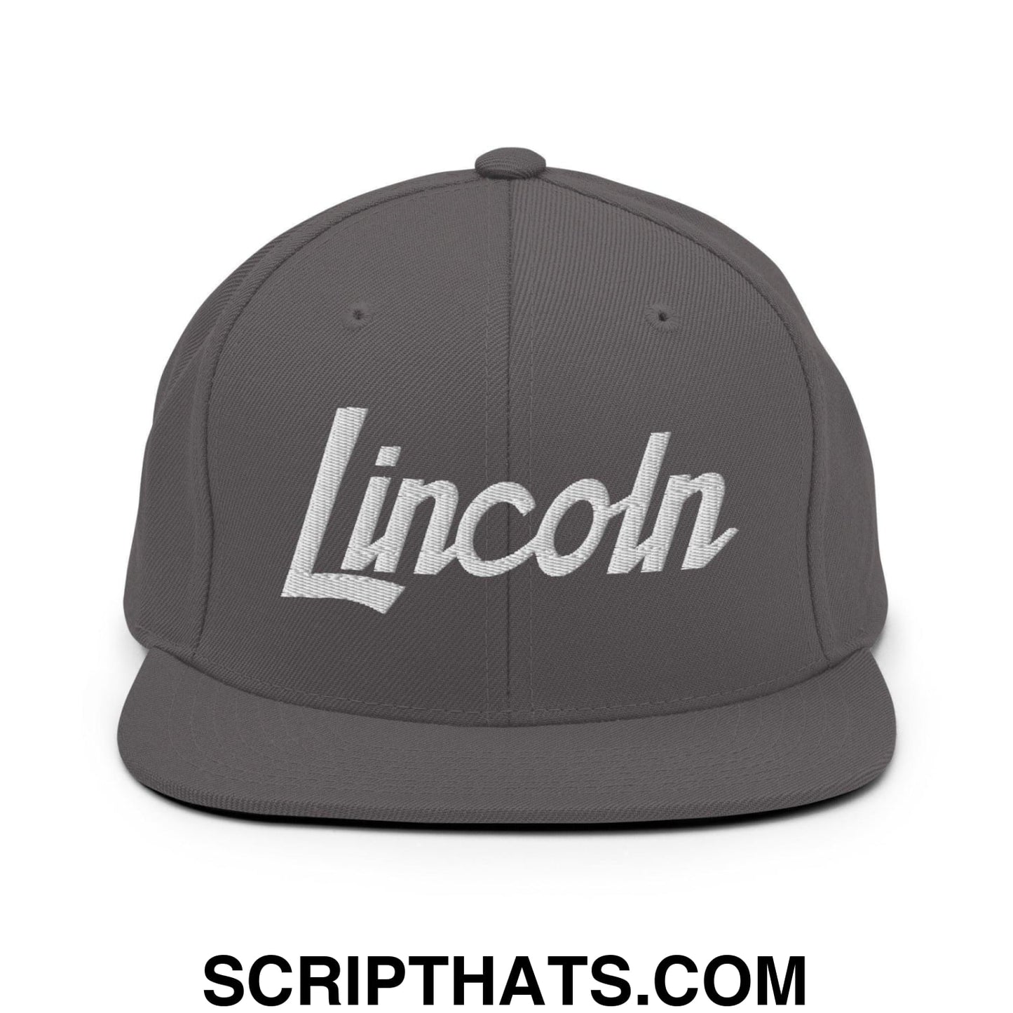 Lincoln Script Snapback Hat Dark Grey