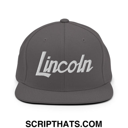 Lincoln Script Snapback Hat Dark Grey