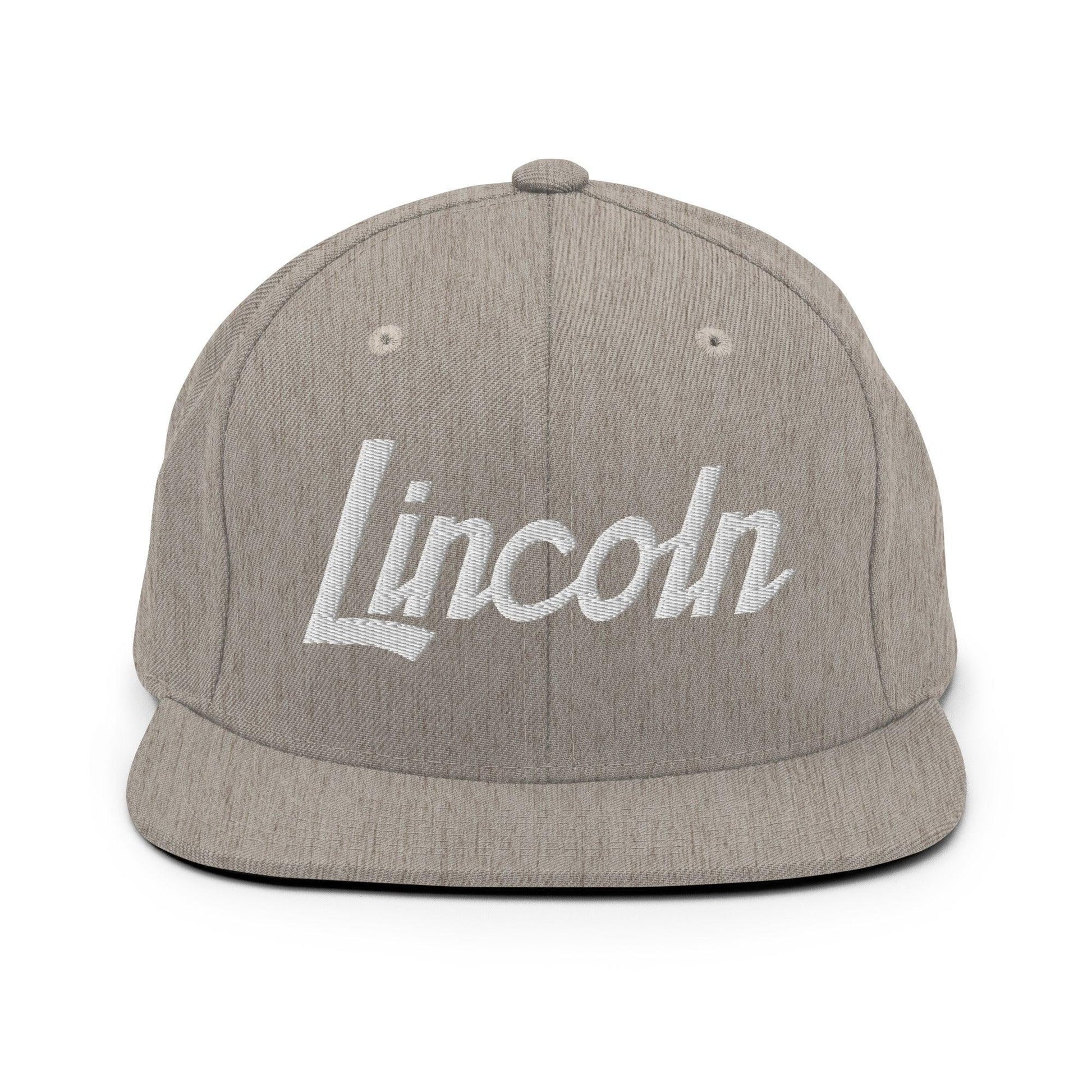 Lincoln Script Snapback Hat Heather Grey