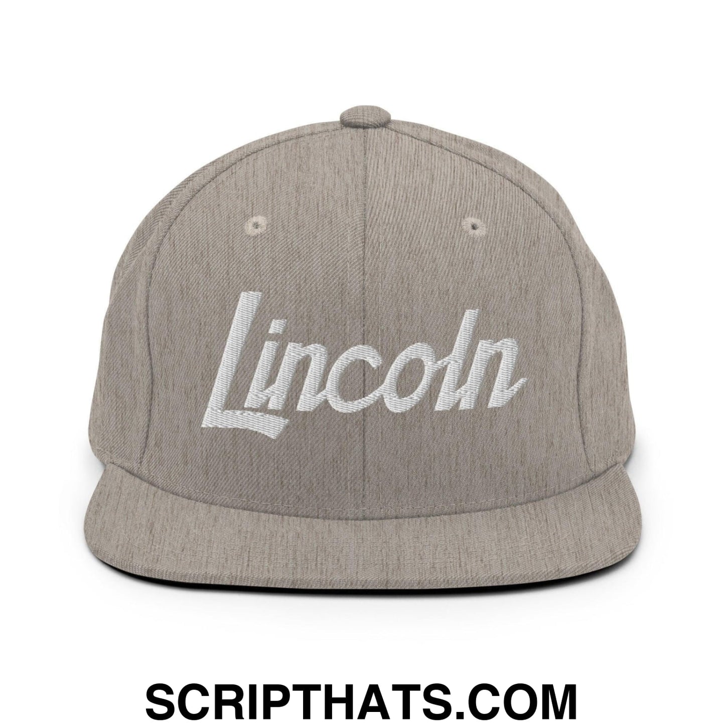 Lincoln Script Snapback Hat Heather Grey