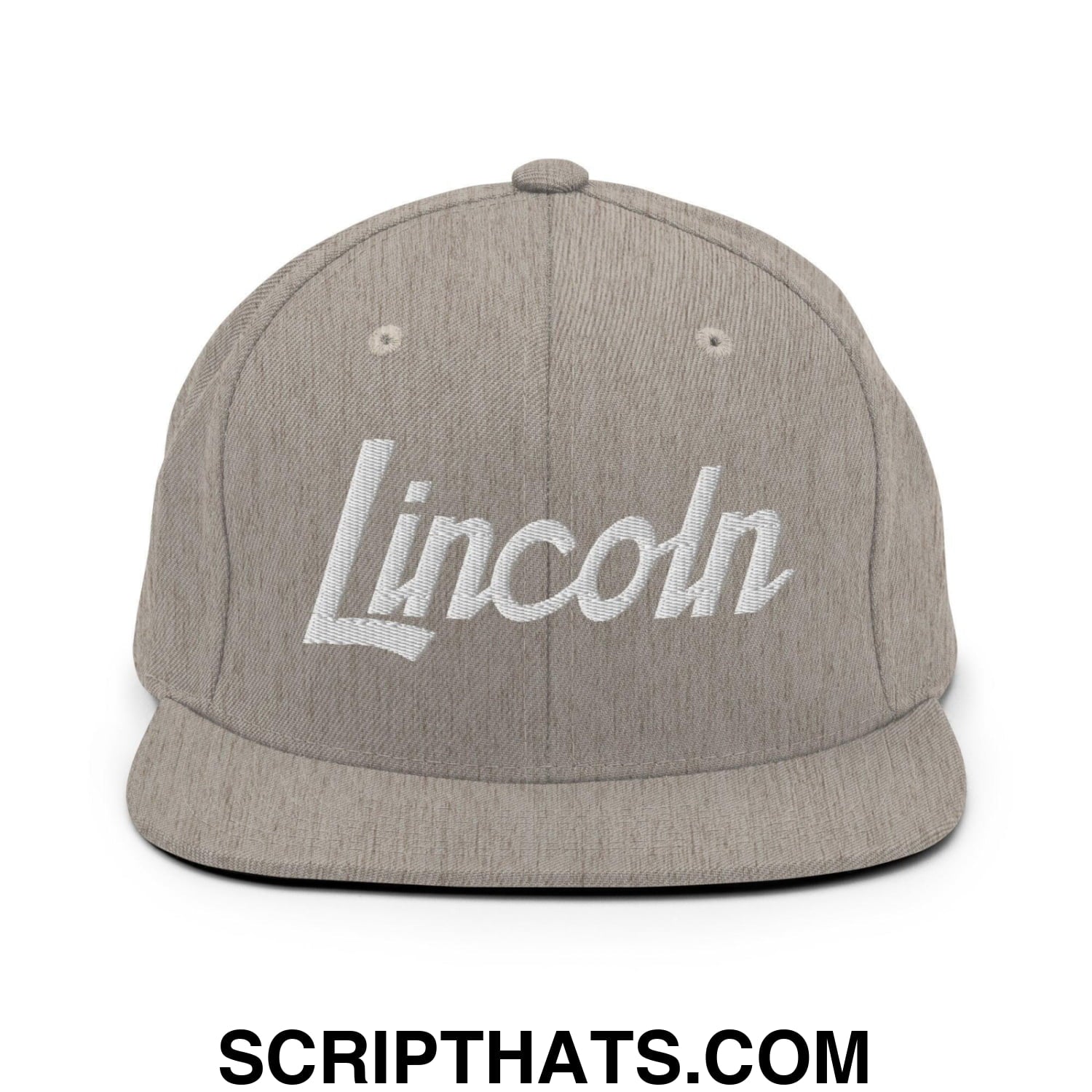 Lincoln Script Snapback Hat Heather Grey