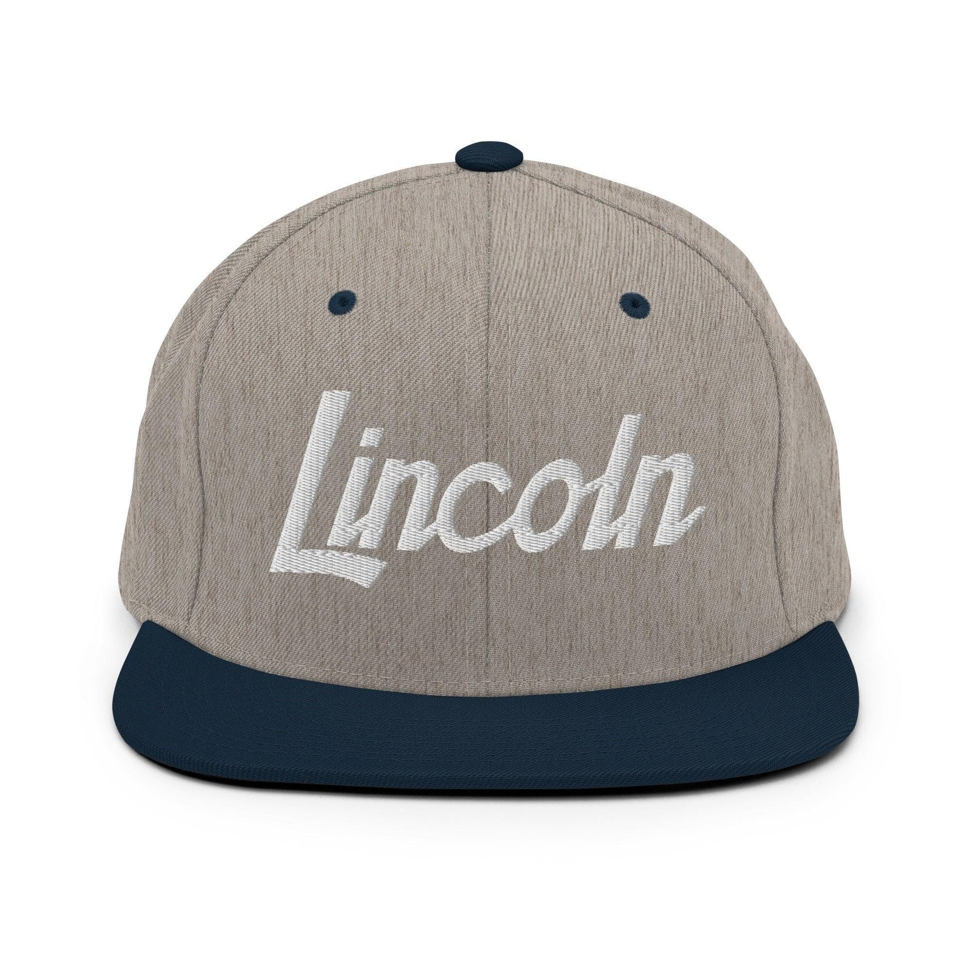 Lincoln Script Snapback Hat Heather Grey/ Navy