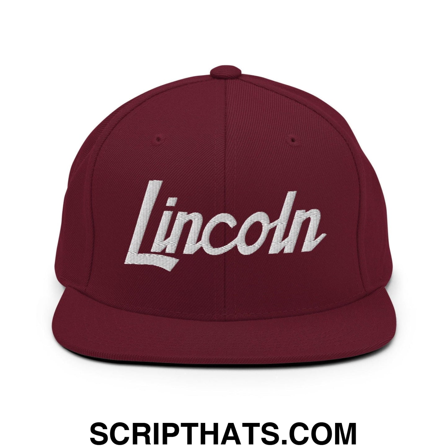Lincoln Script Snapback Hat Maroon