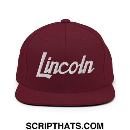 Lincoln Script Snapback Hat Maroon