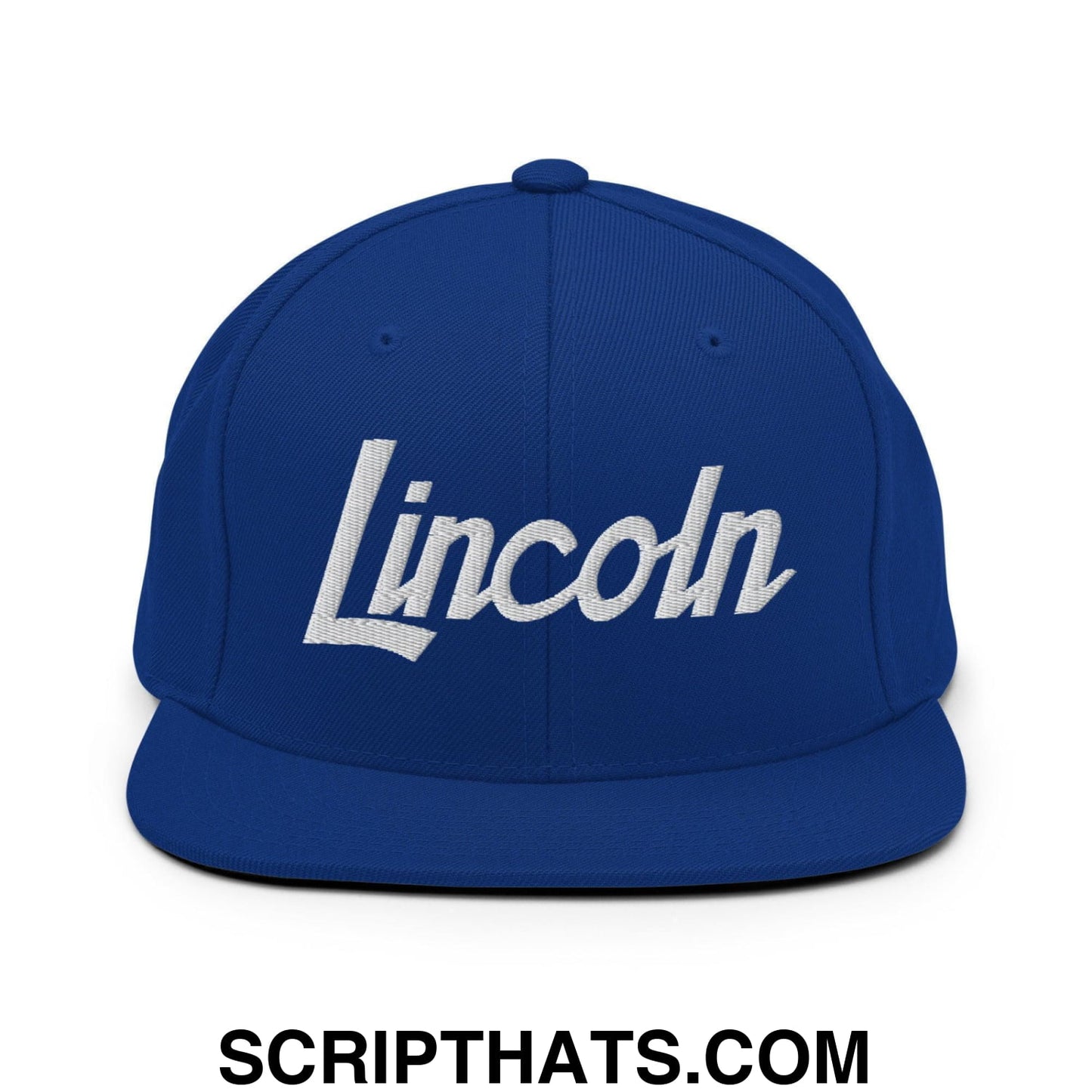 Lincoln Script Snapback Hat Royal Blue