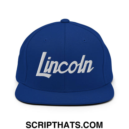 Lincoln Script Snapback Hat Royal Blue