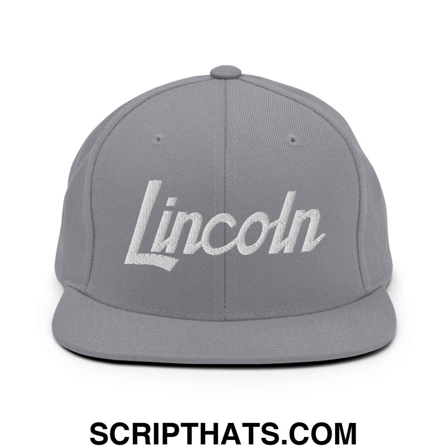 Lincoln Script Snapback Hat Silver