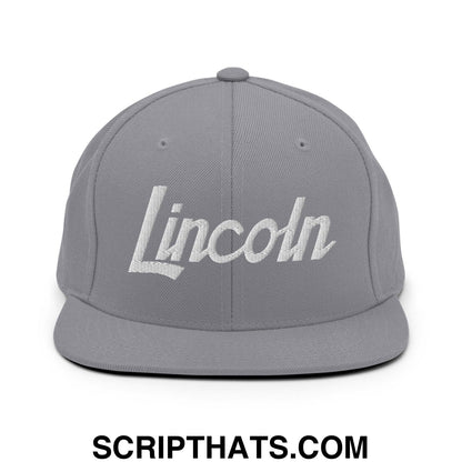 Lincoln Script Snapback Hat Silver