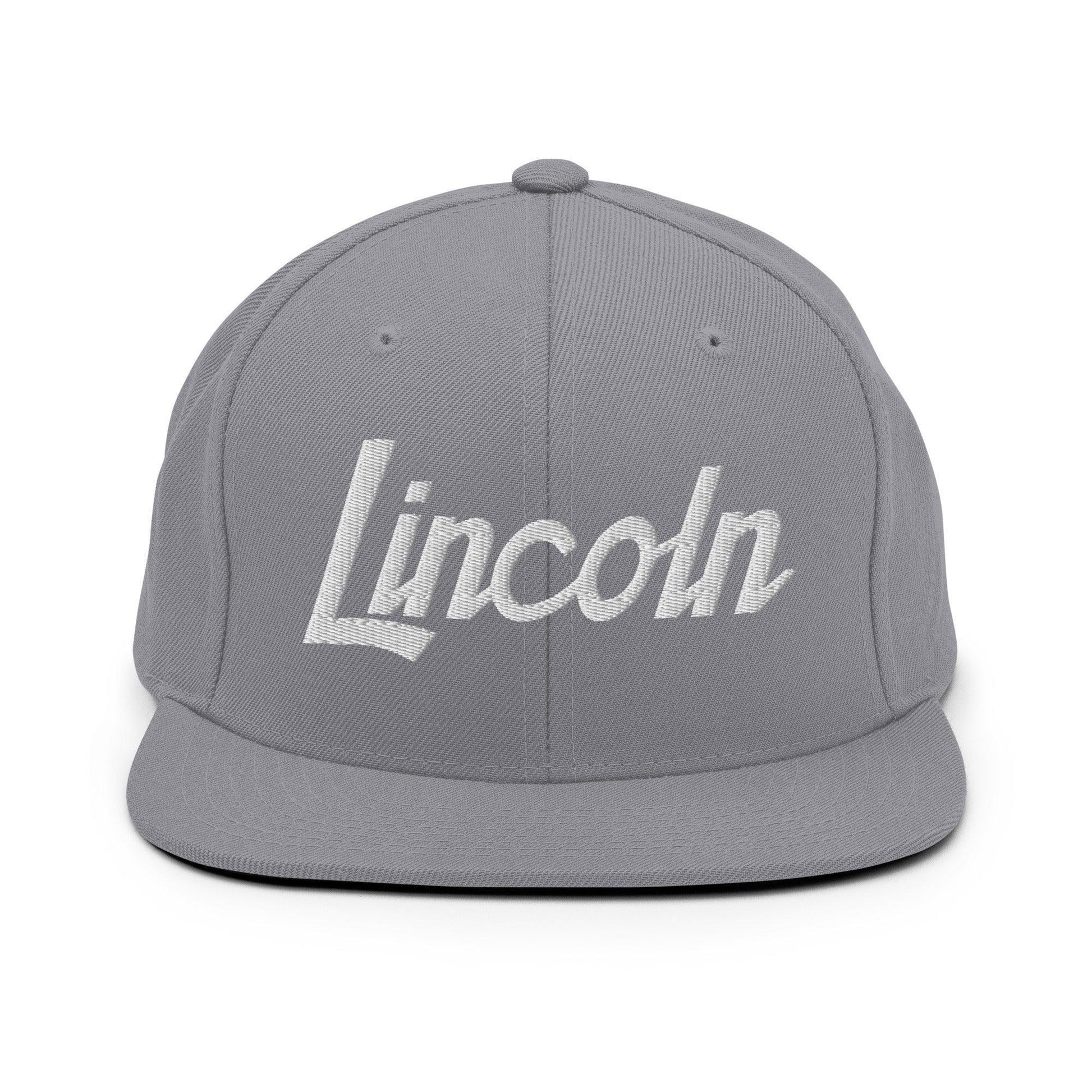 Lincoln Script Snapback Hat Silver