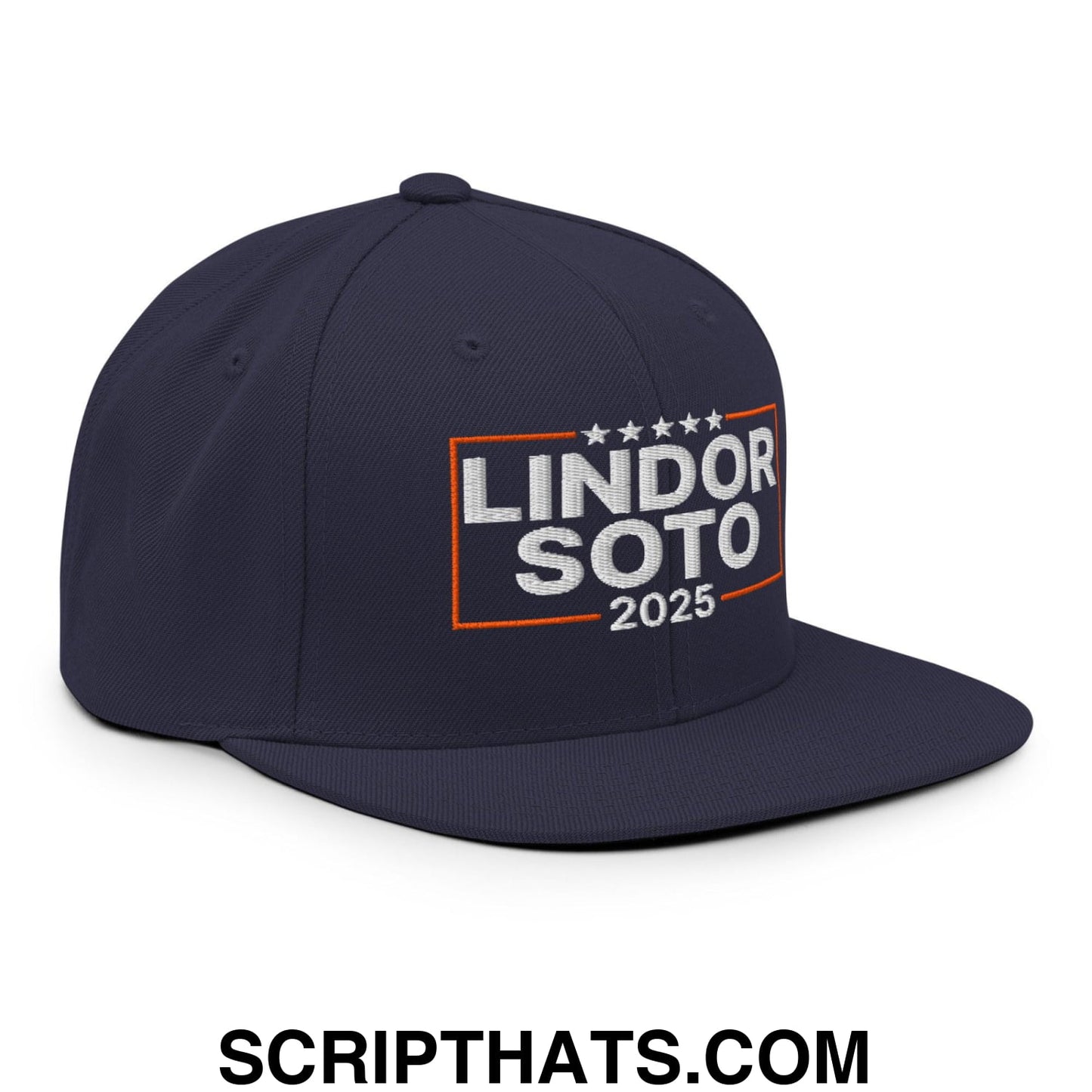 Lindor Soto 2025 Embroidered Flat Bill Brim Snapback Hat Navy
