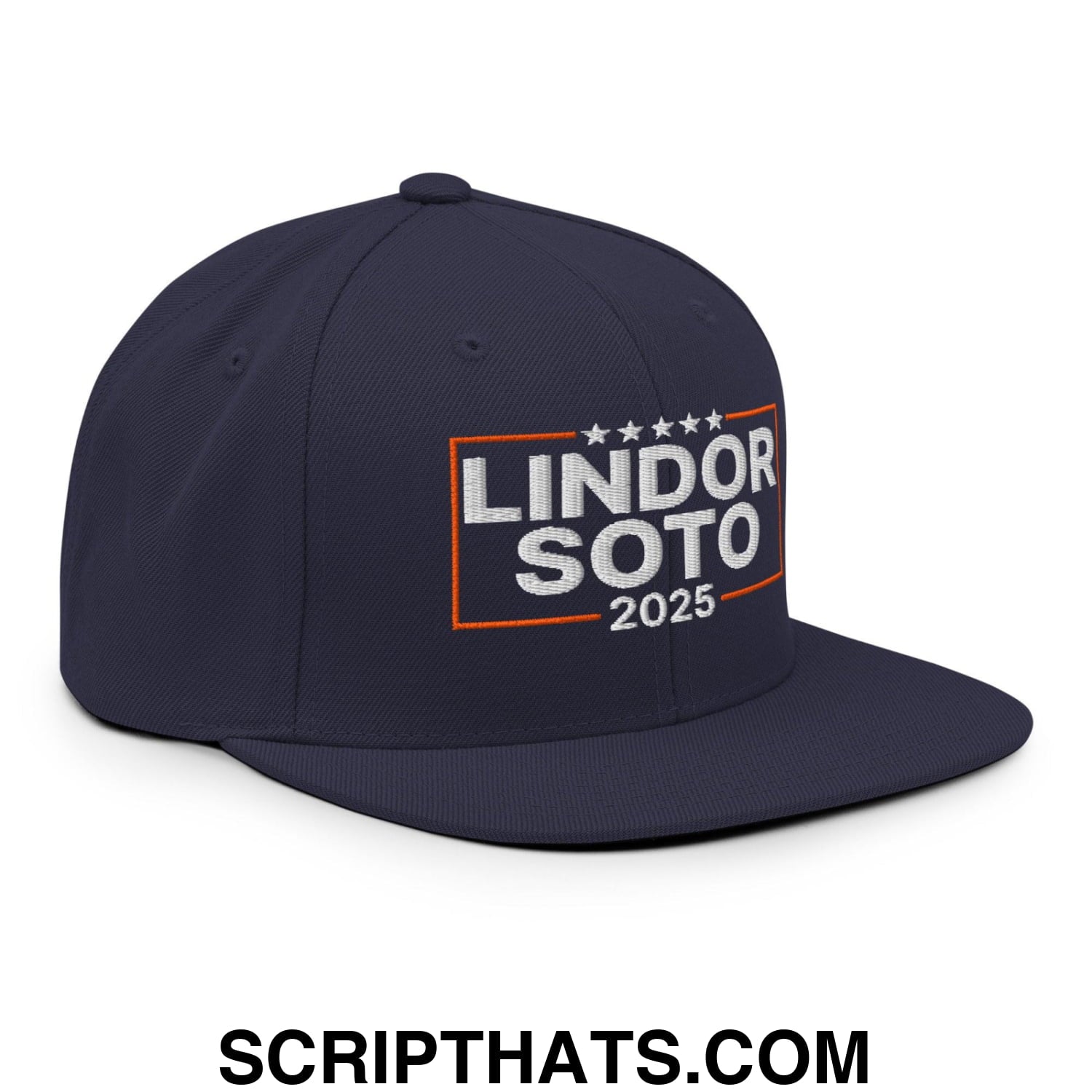 Lindor Soto 2025 Embroidered Flat Bill Brim Snapback Hat Navy