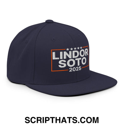 Lindor Soto 2025 Embroidered Flat Bill Brim Snapback Hat Navy