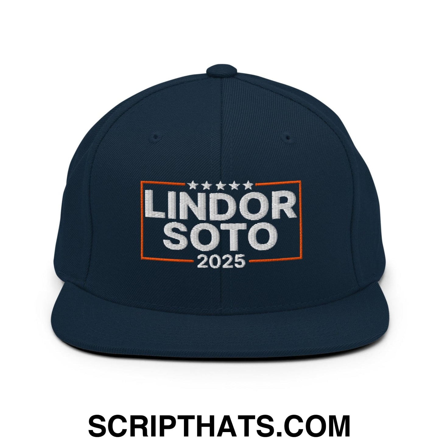 Lindor Soto 2025 Embroidered Flat Bill Brim Snapback Hat Dark Navy