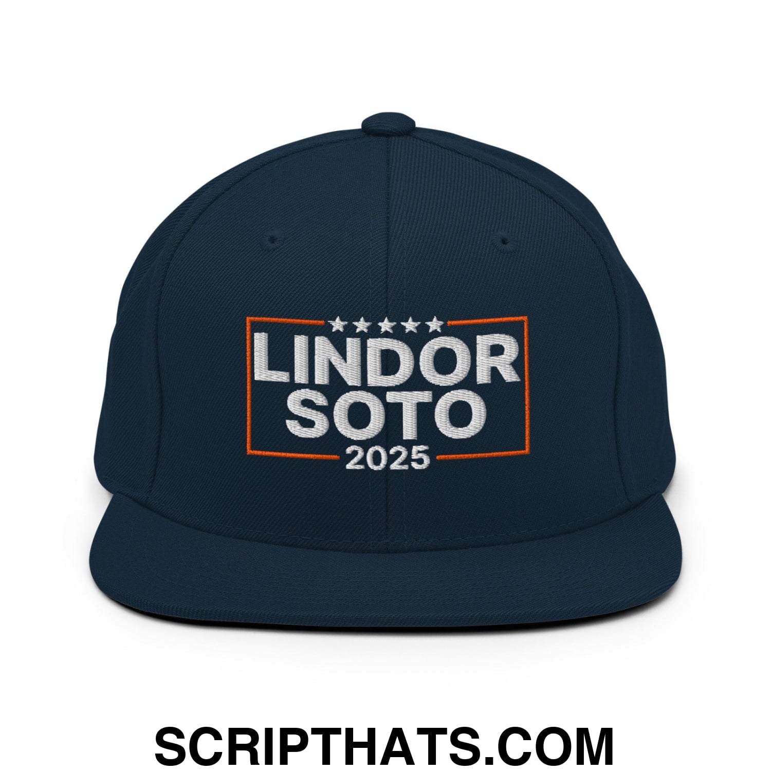 Lindor Soto 2025 Embroidered Flat Bill Brim Snapback Hat Dark Navy