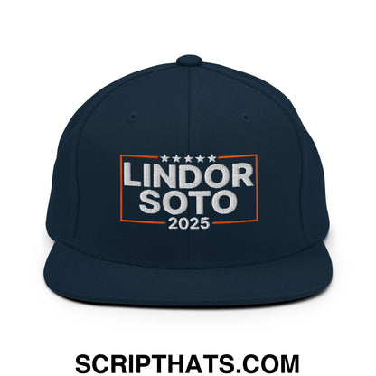 Lindor Soto 2025 Embroidered Flat Bill Brim Snapback Hat Dark Navy