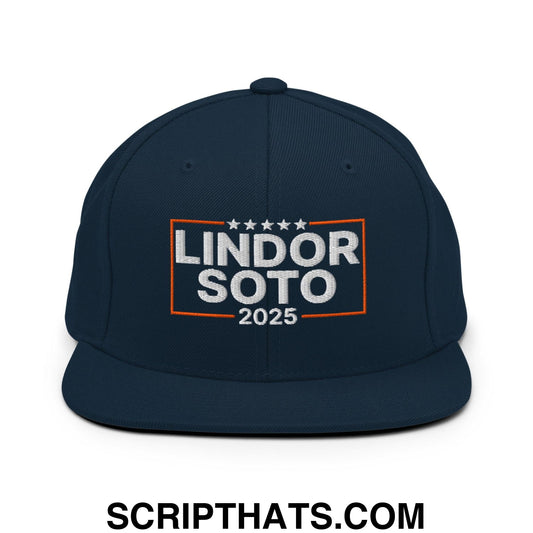 Lindor Soto 2025 Embroidered Flat Bill Brim Snapback Hat Dark Navy