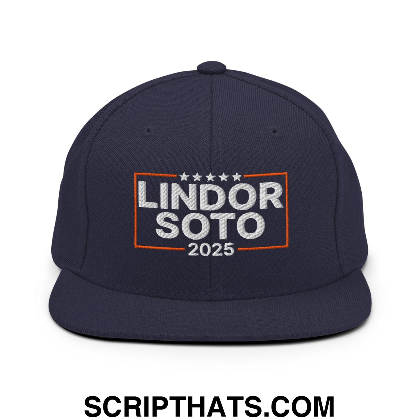 Lindor Soto 2025 Embroidered Flat Bill Brim Snapback Hat Navy