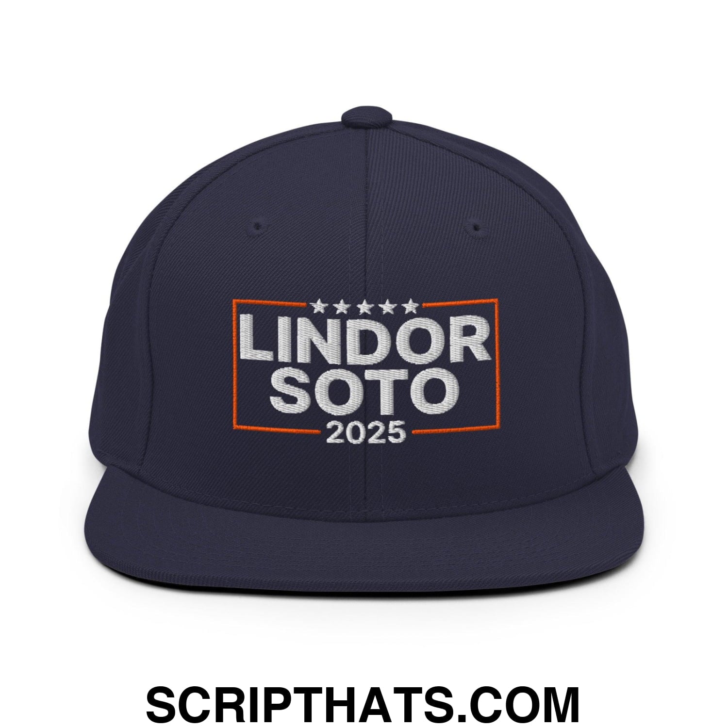 Lindor Soto 2025 Embroidered Flat Bill Brim Snapback Hat Navy