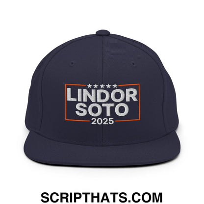 Lindor Soto 2025 Embroidered Flat Bill Brim Snapback Hat Navy
