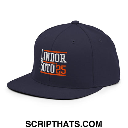 Lindor Soto '25 2025 Embroidered Flat Bill Brim Snapback Hat Navy