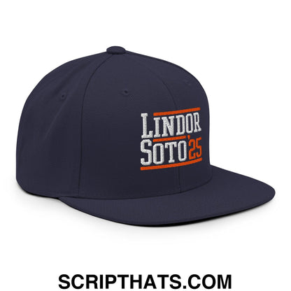 Lindor Soto '25 2025 Embroidered Flat Bill Brim Snapback Hat Navy
