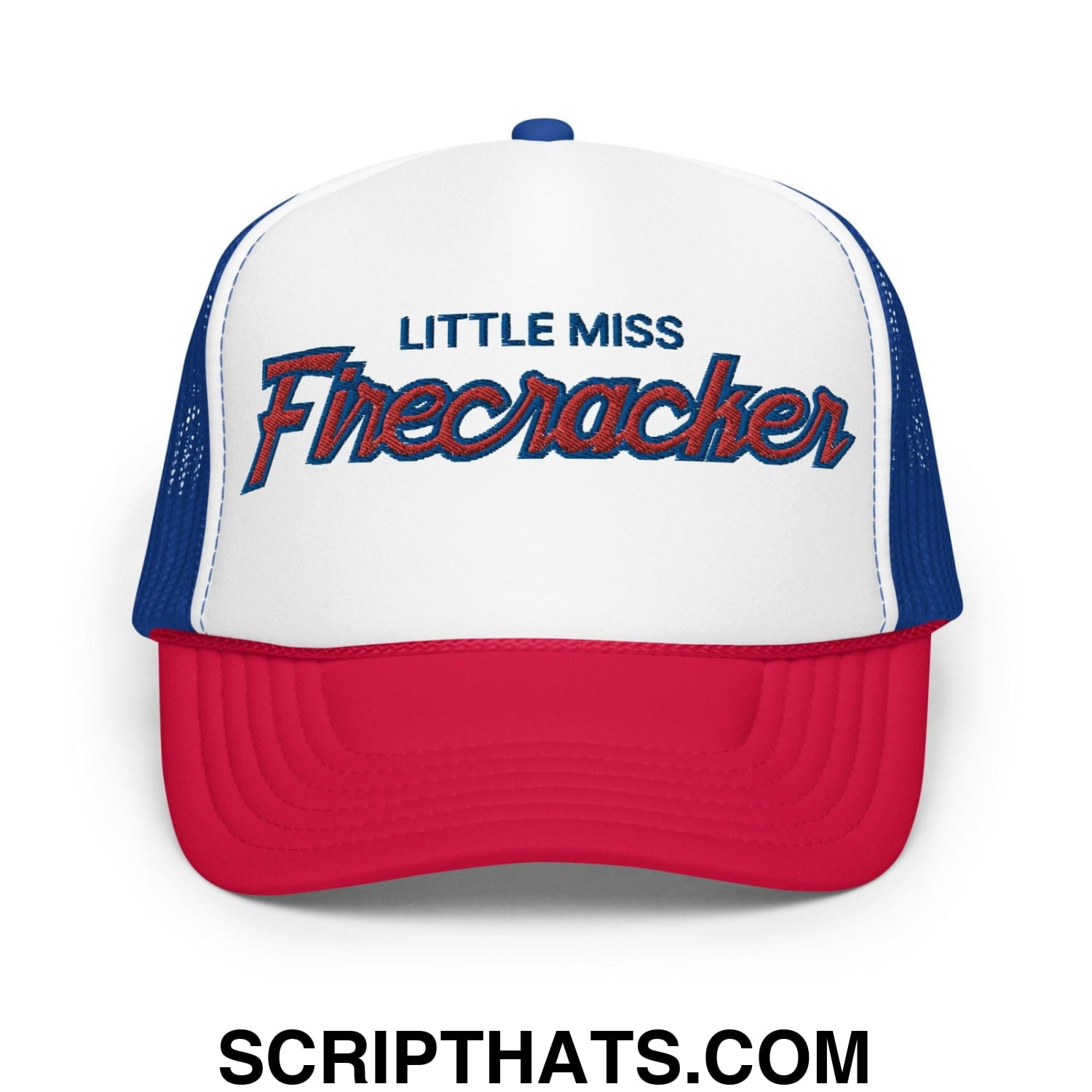 Little Miss Firecracker 4th of July Funny Foam Trucker Hat Red White Blue