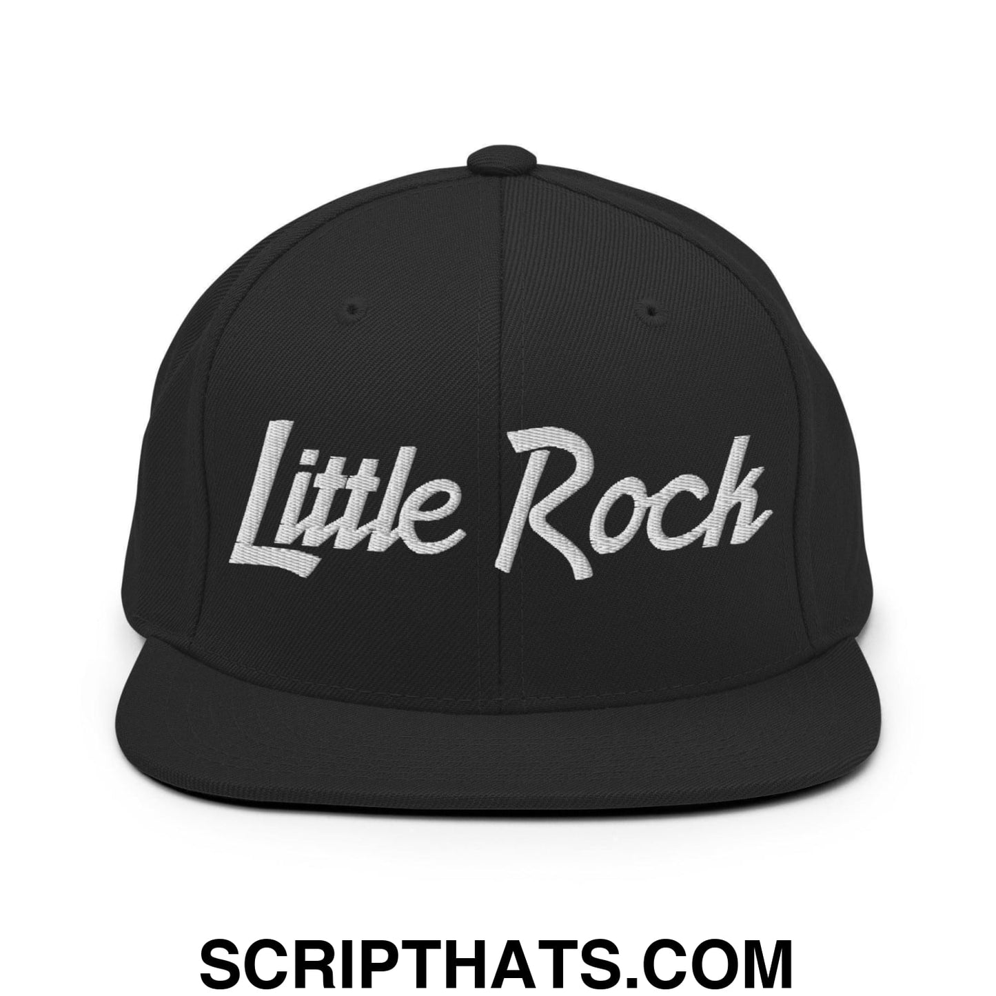 Little Rock Script Snapback Hat Black