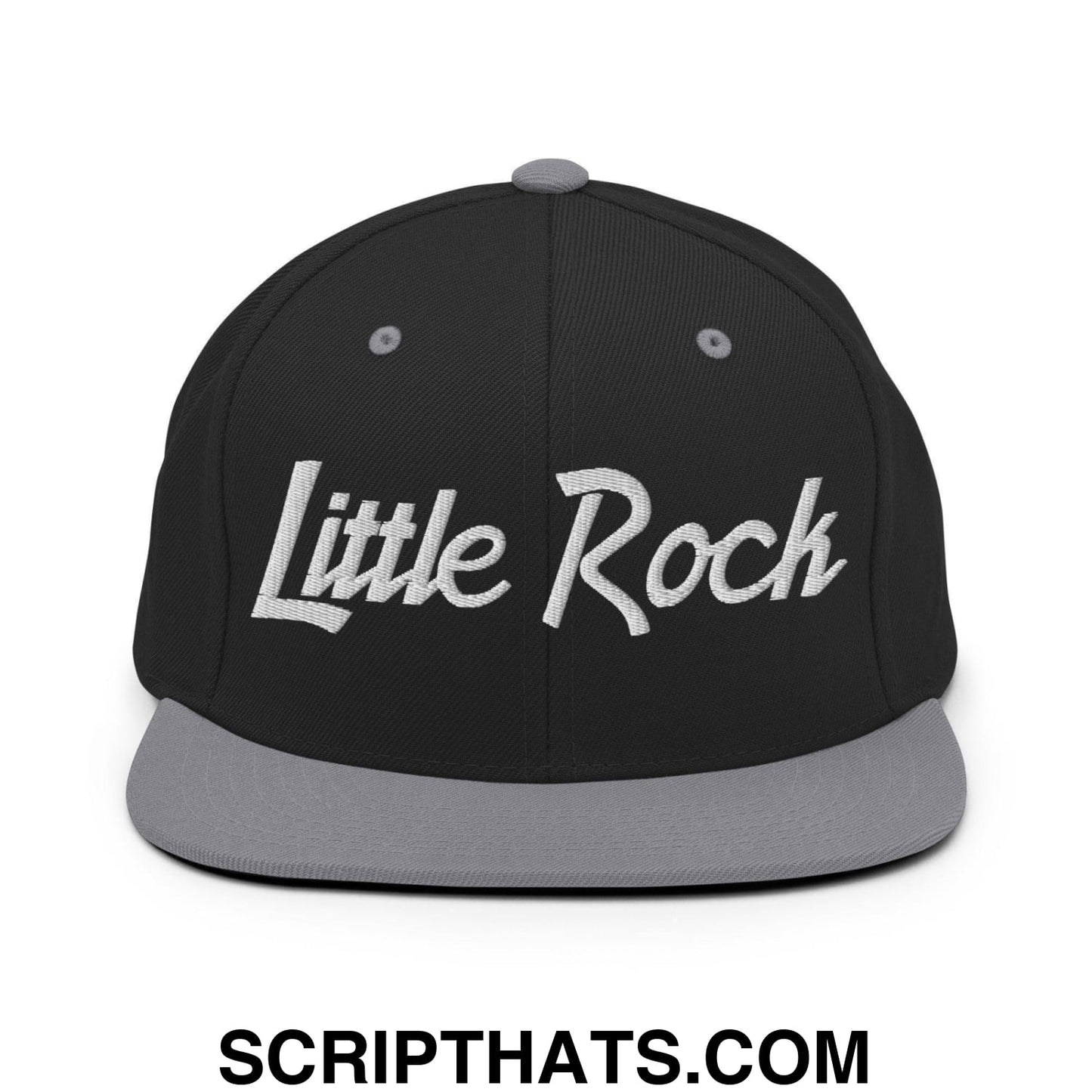 Little Rock Script Snapback Hat Black Silver