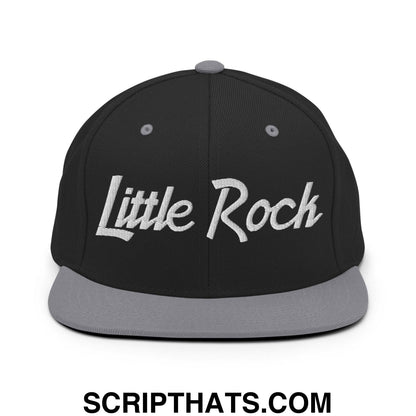 Little Rock Script Snapback Hat Black Silver