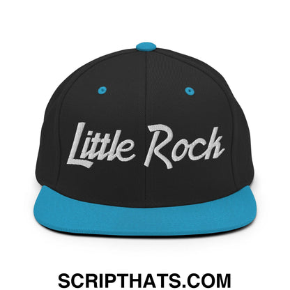 Little Rock Script Snapback Hat Black Teal