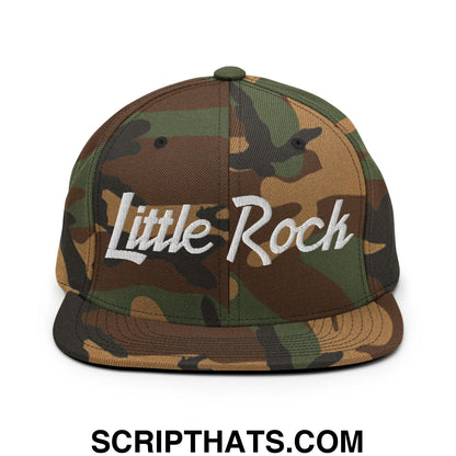 Little Rock Script Snapback Hat Green Camo
