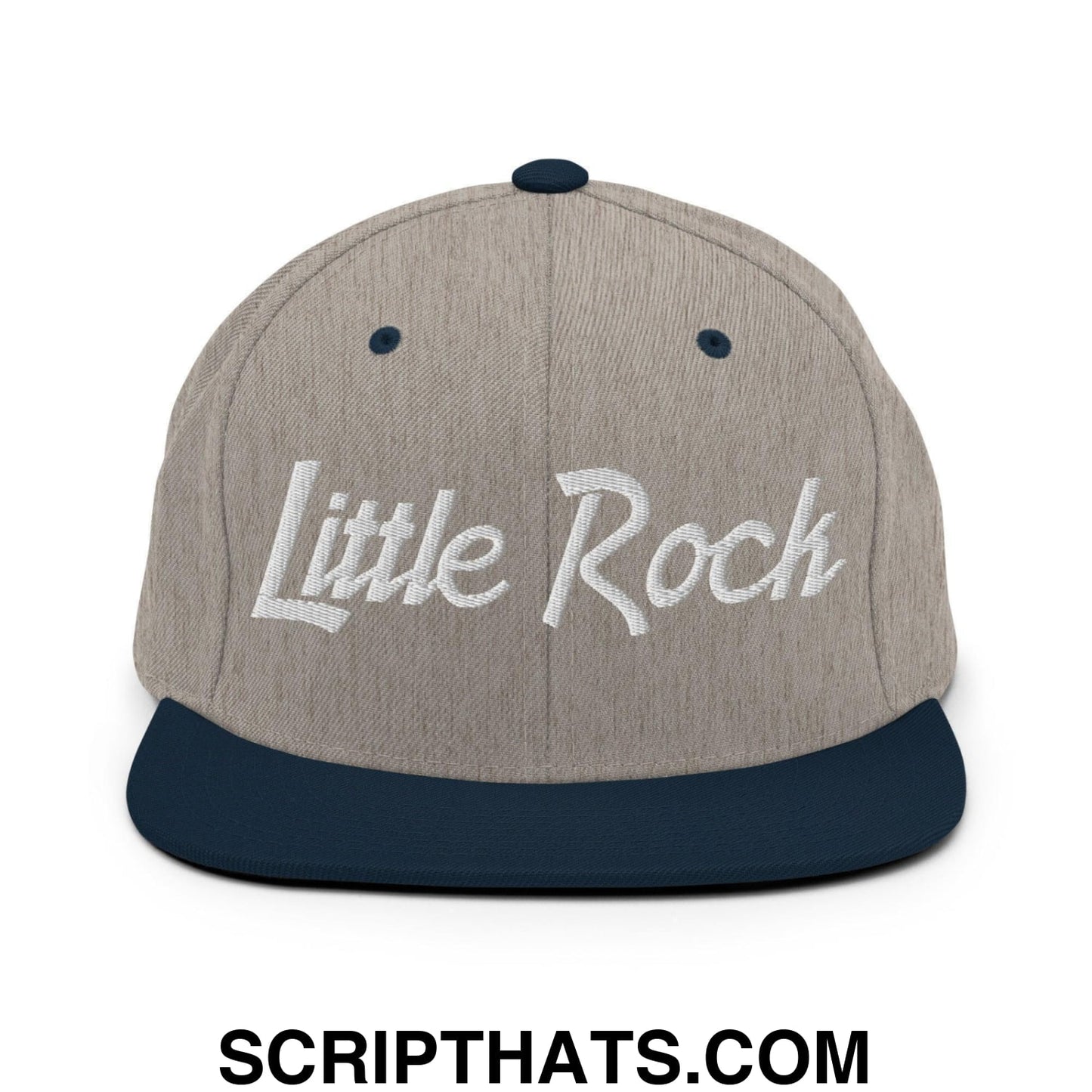 Little Rock Script Snapback Hat Heather Grey Navy