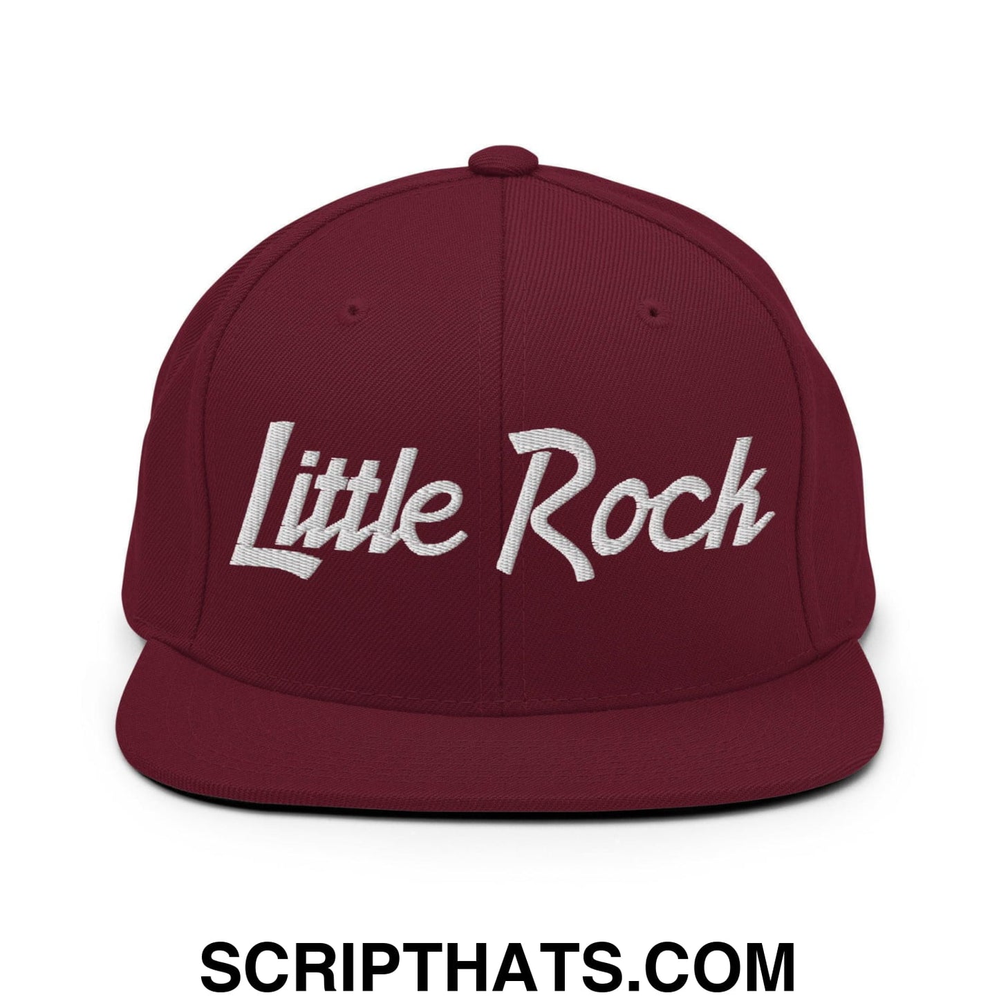 Little Rock Script Snapback Hat Maroon