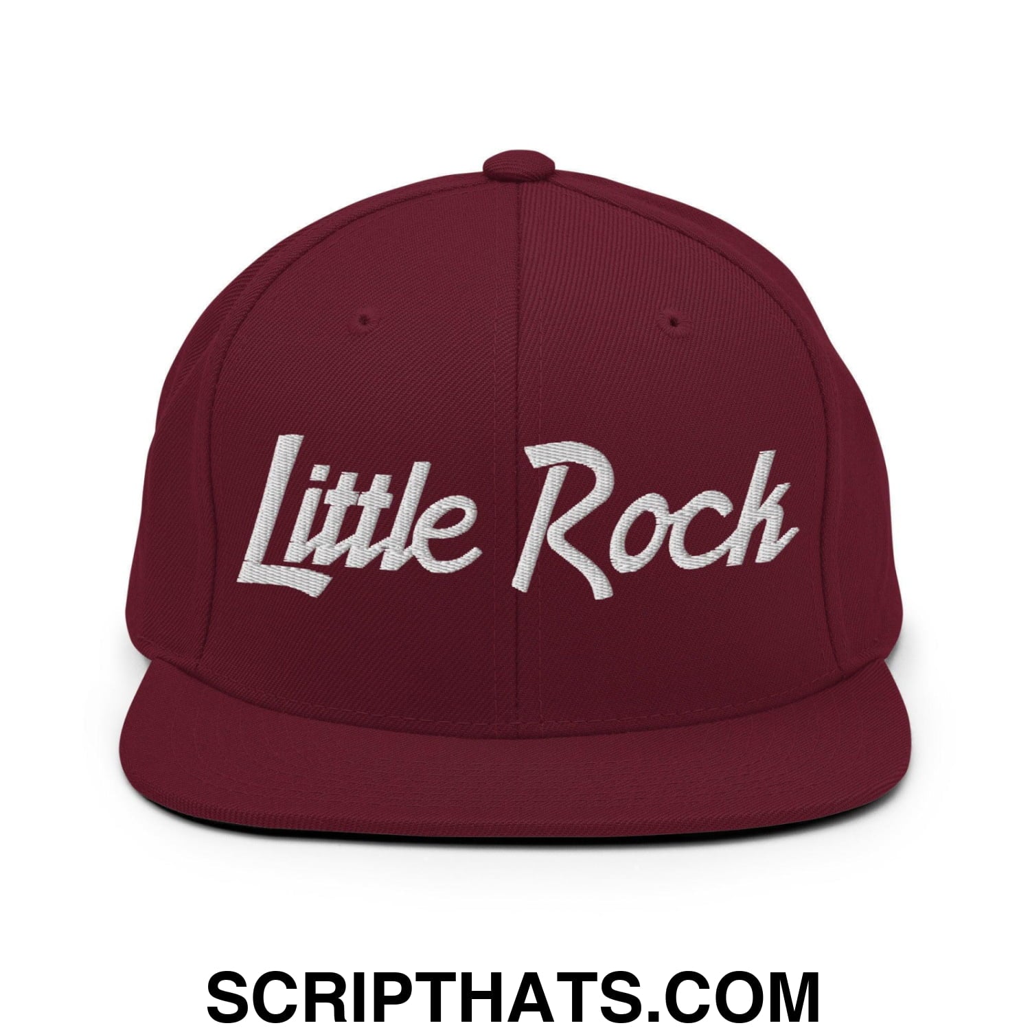 Little Rock Script Snapback Hat Maroon