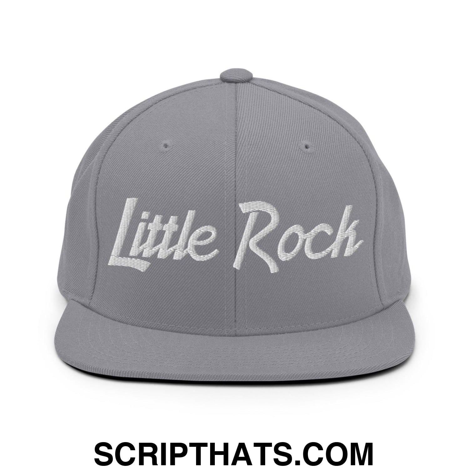 Little Rock Script Snapback Hat Silver