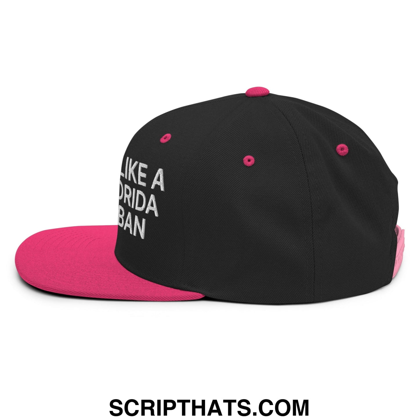 Live Life Like a Book Florida Would Ban Embroidered Flat Bill Brim Snapback Hat Black Neon Pink