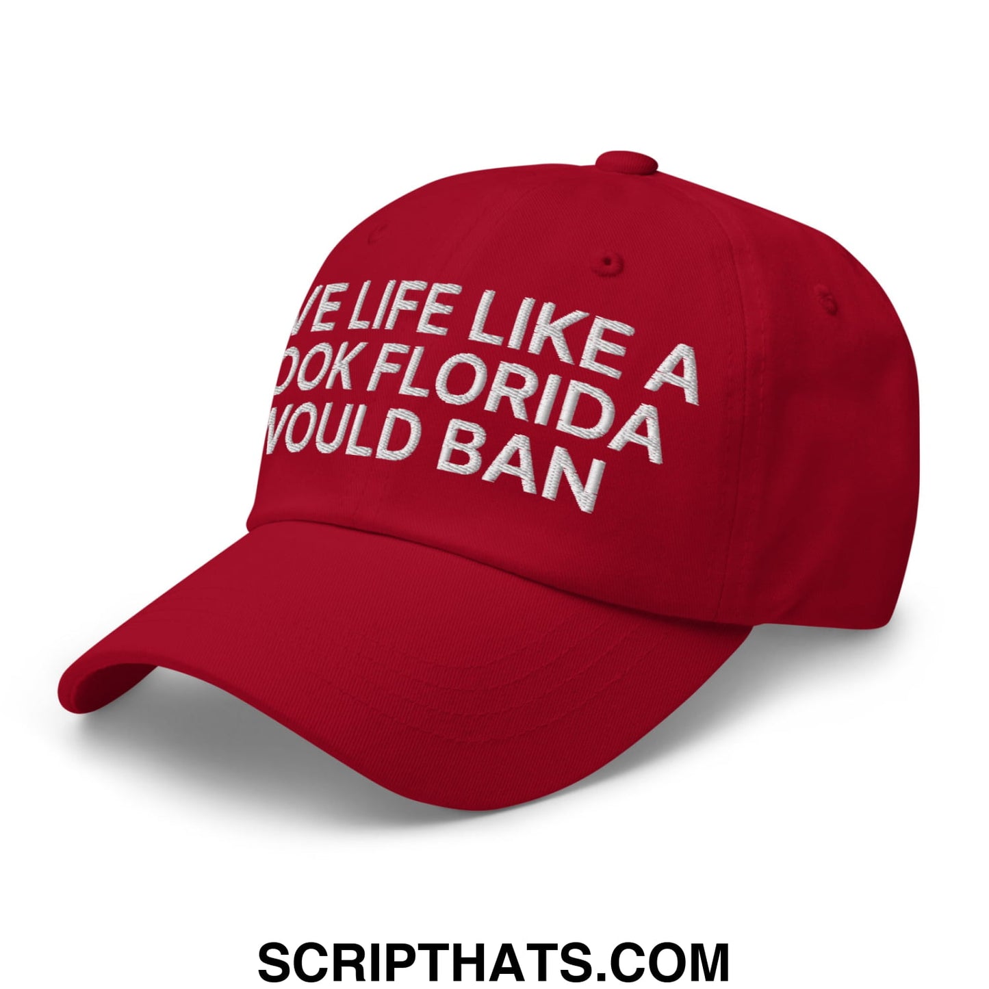 Live Life Like a Book Florida Would Ban Embroidered Unstructured Dad Hat Cranberry