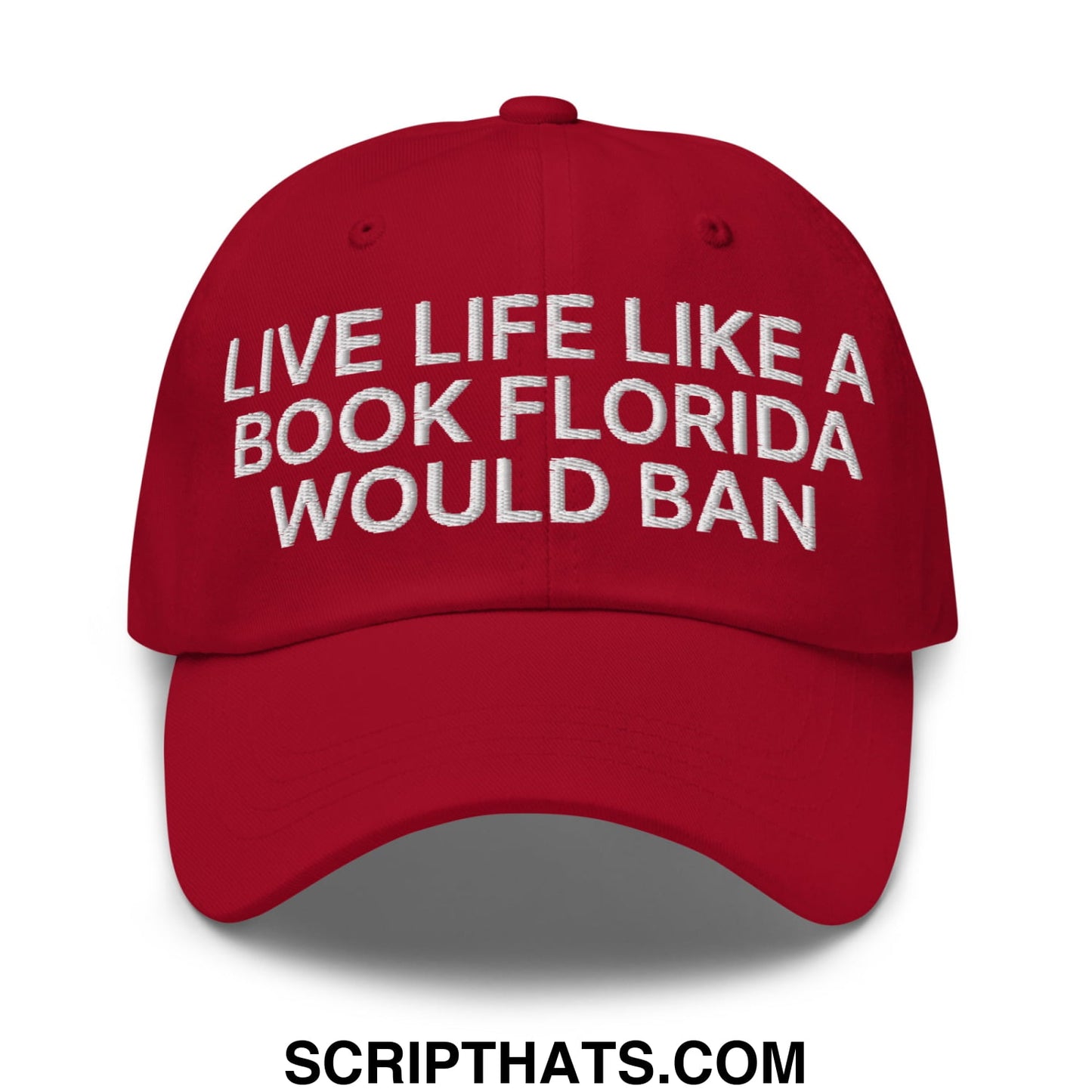 Live Life Like a Book Florida Would Ban Embroidered Unstructured Dad Hat Cranberry
